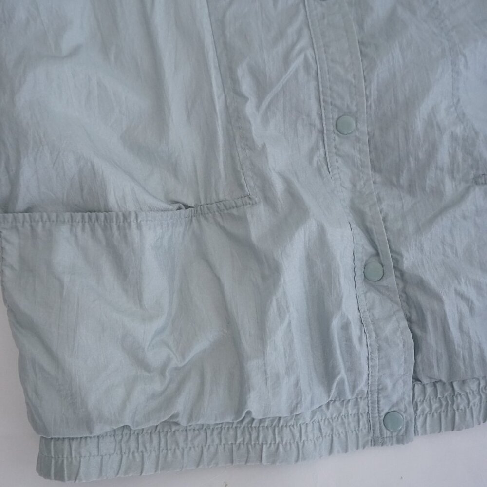 Vintage Haland! Silver-y Blue Nylon Cotton Lined Windbreaker Button Jacket L - Picture 7 of 11